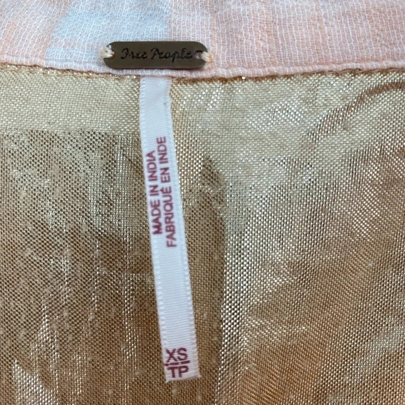 FREE  People Peach purple white Cropped Boxy Fit Wide Sleeve Flannel Shirt S - Picture 4 of 11